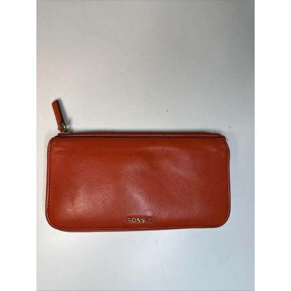 Fossil Handbags - Fossil Wallet Orange Leather Bi Fold Credit Card